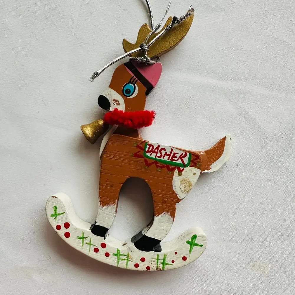 Vintage Hand Painted Santa's Reindeer 